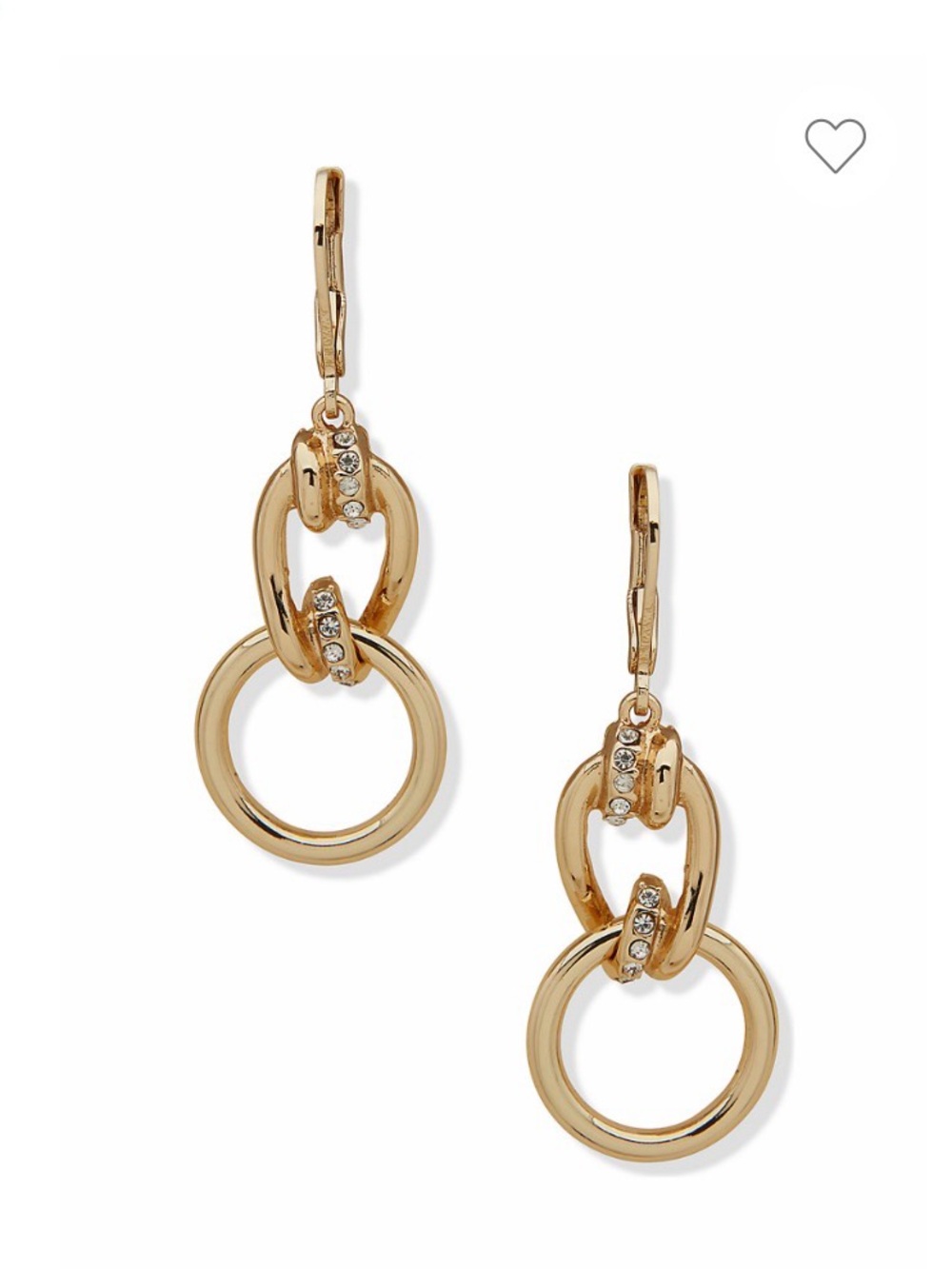 Anne Klein Gold-Tone Linked Drop Earrings with Pave Accents